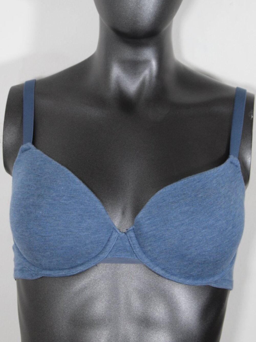 Auden Everyday Cotton Demi Lightly Lined T-Shirt Bra Blue 34C